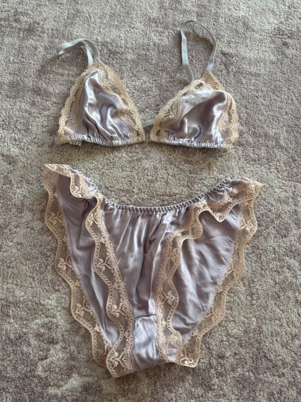 Christian Dior Vintage Women’s 34 Med. Purple Bra Bottom Silk Lace Lingerie Set - Picture 10 of 10